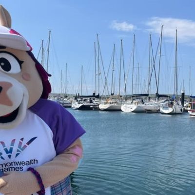 POSING: Commonwealth Games mascot Finnie makes an appearance at Ardrossan Marina (Image: North Ayrshire Council)